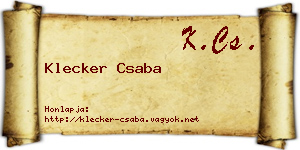 Klecker Csaba névjegykártya